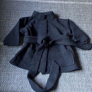Kids Black Belted Robe-Style Pajama Top